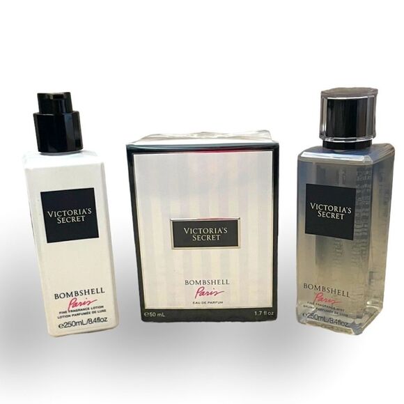 NEW Sealed Victoria's Secret Bombshell Paris Set- Parfum, Lotion, Fragrance Mist - Picture 1 of 6